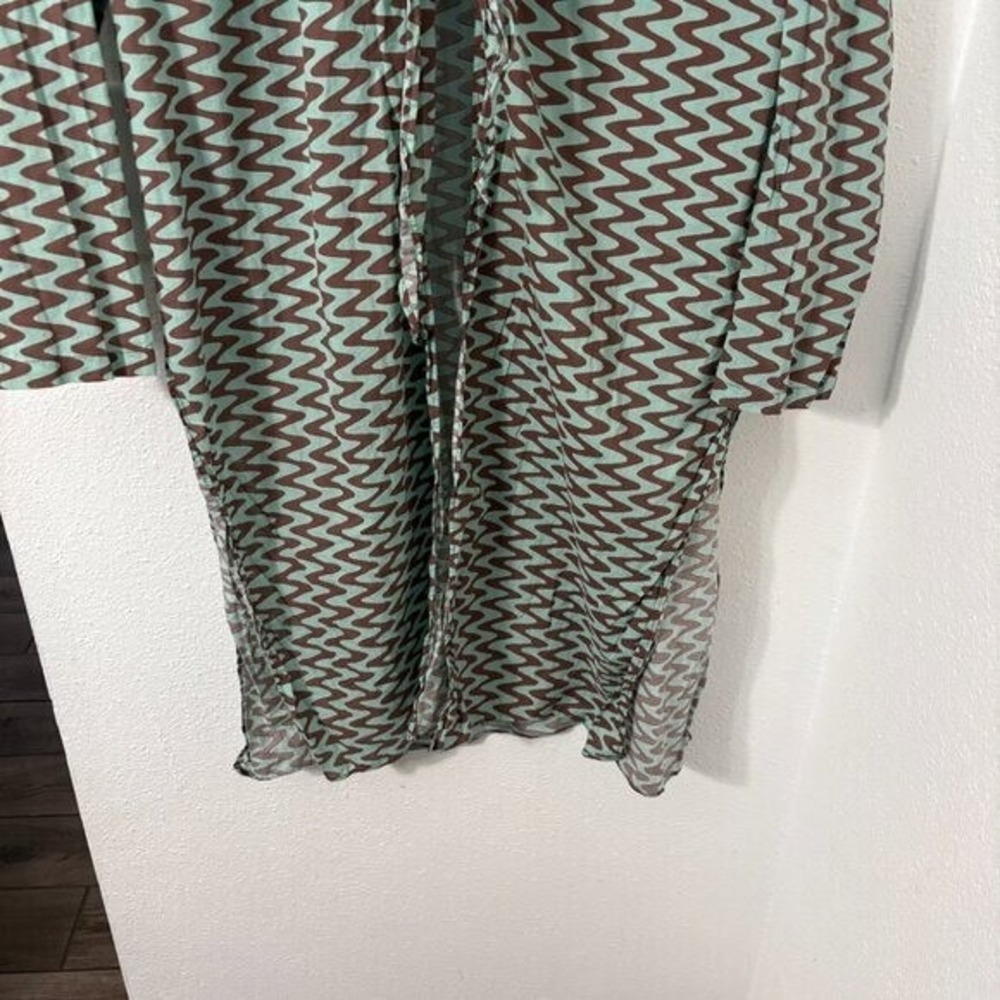 Zara Printed Tunic Long Sleeve Side Slit Front Tie Closure Retro Size XL - Picture 4 of 11